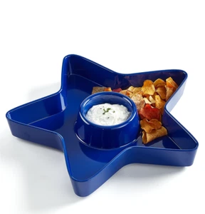 Martha Stewart Collection Star Chip & Dip Plate, Melamine, Blue - Picture 1 of 6