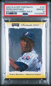 2003 PLAYOFF PORTRAITS GOLD PATCH EXPOS #137 PEDRO MARTINEZ PSA 10 GEM MINT POP1 - Picture 1 of 2