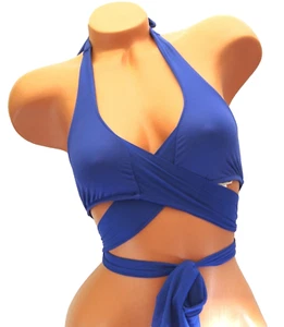 Victoria's Secret Swimwear ANK Mirla Sabino Blue Bikini Top Wrap style Straps XS - Picture 1 of 5