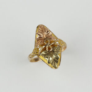 10k Yellow/Black Hills Gold Womens Diamond Shape Band Ring Size 6.75