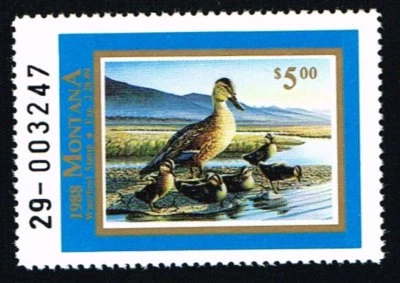 CKSTAMPS : 1988 US Montana State Ducks Hunting Stamps $5.00, Mint NH OG VF  S1 - Image 1 of 2