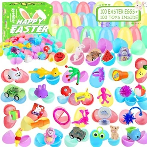 100 PCS Prefilled Easter Eggs with Toys Inside Stuffer Perfect for Easter Egg... - Picture 1 of 6
