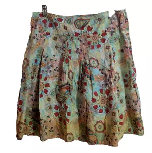 y2k DIMRI Multi Pleated Floral & Paisley Midi Skirt Size Large Cotton T1 - Picture 1 of 7