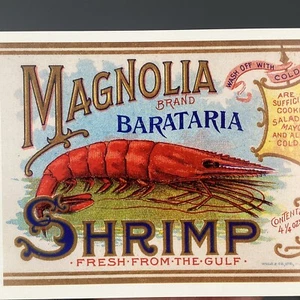 Magnolia Shrimp New Orleans Dunbar Vtg Crate Label Thick Post 11.5x5.5 Post Card - Picture 1 of 6