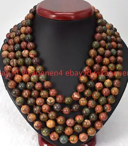 100% Natural 8/10/12mm Multicolor Picasso Jasper Round Gemstone Necklace 24-72" - Picture 1 of 12