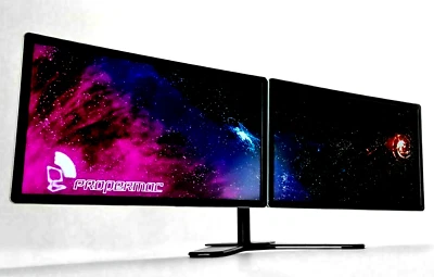 Dual 24" PC Monitor Bundle 48" 2x24" FULL HD 1920x1080 DVI VGA+New Stand Grade B - Image 1 of 4