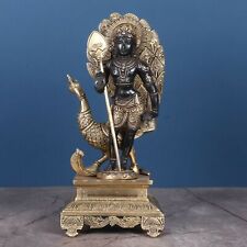 Scultura in ottone Murugan Swamy - Statua di Lord Kartikeya - Kumara Swamy...