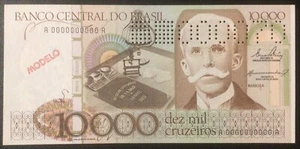 1984 BRAZIL PAPER MONEY - 10,000 CRUZEIRO SPECIMEN-MODELO UNCIRCULATED BANKNOTE! - Picture 1 of 2
