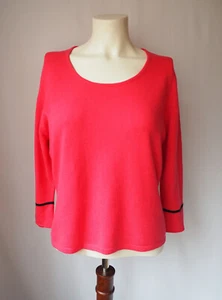 Vintage John Laing Scotland 100% Cashmere Sweater Deep Pink Black Bow 38 97cm - Picture 1 of 7
