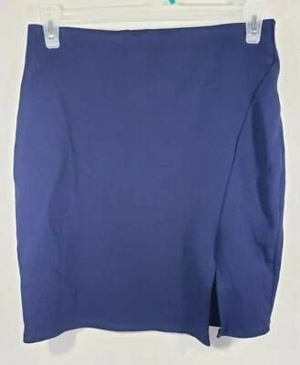 Saia Soprano Feminina Tamanho XL Azul Elástico Cintura Faixa Fenda Detalhe Frontal - Imagem 1 de 4