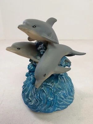 Vintage Erco Three Jumping Dolphins Music Box 5.25" Wind up TESTED see video 325 - Image 1 of 4