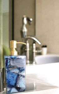 Dispensador de jabón de ágata azul natural de 5"" hecho a mano dispensador de loción de cristal decoración del hogar - Imagen 1 de 7
