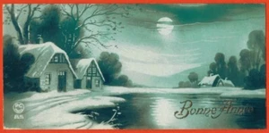 Carte postale mignonnette-Bonne Année(1927)Maisons enneigées-Ed.P.C-E.48 - Imagen 1 de 2