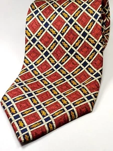 RICHEL Vintage Handmade in SPAIN 100% Silk Tie Men's Red Blue Necktie NEW - Picture 1 of 4