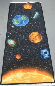 BENARTEX quilt-craft fabric PLANETS OF THE SUN PANEL (3382-99) Space Race Wide! - Picture 1 of 3
