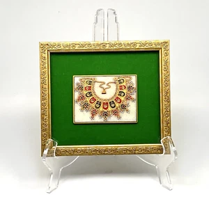 Framed Alabaster Hand Gilt and Jeweled Hindu Wedding Necklace Artwork - Picture 1 of 7