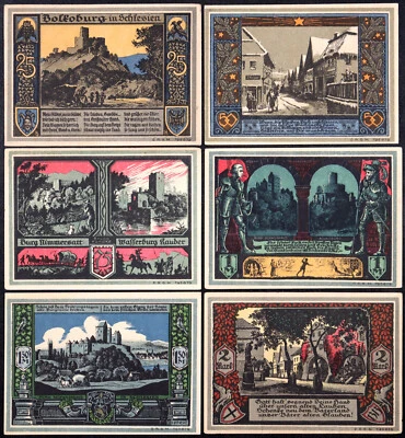 BOLKENHAIN / BOLKÓW 1922 "Caballeros y Castillos" Serie Completa Color Notgeld Foto 1 de 2