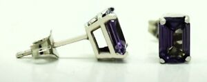 AAA ALEXANDRITE  1.40 Cts STUD EARRINGS 14k White Gold - NEW WITH TAG