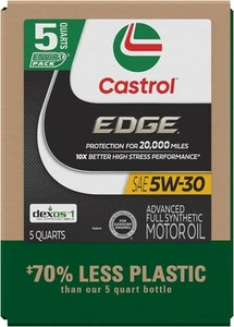 Castrol EDGE 5W-30 Advanced Full Synthetic Motor Oil, 5 5 Quarts, Eco Pack - Picture 1 of 6