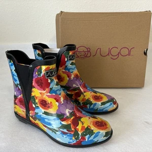 Rain Boots Womens Muti Color Floral Ankle Booties Waterproof Size 7 M - Picture 1 of 7