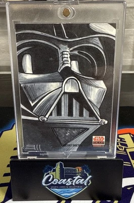 Erik Maell Darth Vader - Star Wars Topps Artist Sketch Card 1/1 Galaxy Series 5 - Image 1 of 3