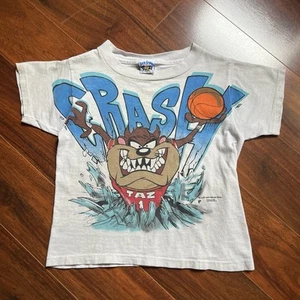 Vintage 1995 Looney Tunes Taz Basketball Freeze AOP Youth T-shirt Size Large 90s - Picture 1 of 15