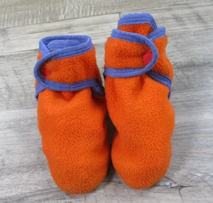 Patagonia Hausschuhe Kinder XL orange Fleece Booties Druckknopf blauer Besatz Boho Baby - Bild 1 von 11