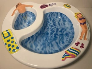 3 Vintage Plastic Chip & Dip Bowl Beach Swimming Pool Hot Tub Party Platter Tray - Picture 1 of 8