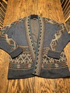 Peruvian Connection Cardigan Sweater Women’s M Pima Cotton Open Tribal Aztec - Picture 1 of 11