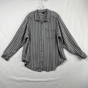 Torrid 2 Shirt Damen 2X Bluse mit Knopfleiste grau gestreift Oberteil Freizeit Relaxed - Bild 1 von 13