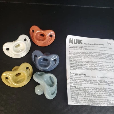 NUK Comfy Orthodontic Pacifiers, Size 1 , 0-6 Mos, Neutral, Unisex, 5 Pack NEW - Image 1 of 4