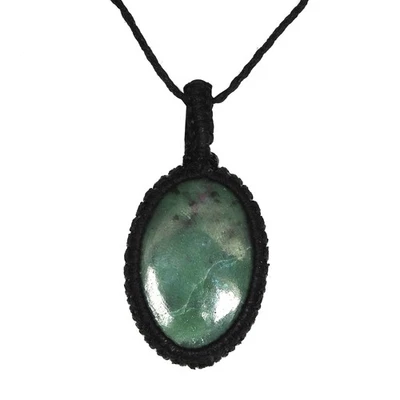 Handmade Ruby Zoisite Macrame Thread Gemstone Jewelry 20-36''Ad Necklace - Image 1 of 4