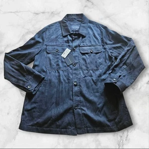 Joseph Abboud Men’s Modern Fit Shirt Jacket L NWT Lyocell-Linen Navy “Shacket” - Picture 1 of 11