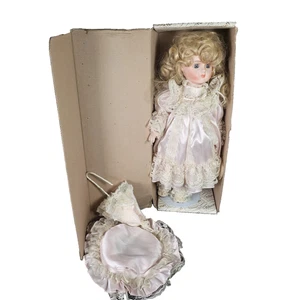 Alberon Carly Porcelain Doll Victorian Style Boxed Collectors Hat Parasol - Picture 1 of 14