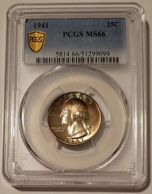 Washington Quarter 1941 MS66 PCGS Toning GSH Foto 1 de 4