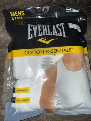 Everlast ~ Pacote com 3 camisetas regatas masculinas mistura de algodão branco ~ G (42-44) - Imagem 1 de 3