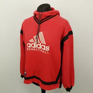 Adidas Vintage Hoodie SMALL Rot Y2k 90s Retro BAGGY Herren Basketball Sweatshirt - Bild 1 von 8