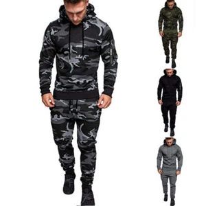Mens Tracksuit Trousers Jogging Hoodie Coat Sports Pants Sweat Suit Set Jacket - Picture 1 of 15