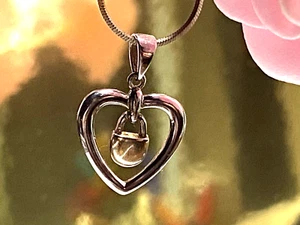 Vintage Sterling Silver Pendant 925 Necklace Jewellery Heart Padlock 5.29g - Picture 1 of 5