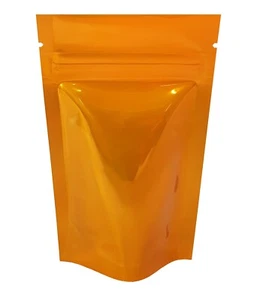 ORANGE GLÄNZENDE STANDBEUTEL WÄRMEDICHTUNG FOLIE REISSVERSCHLUSS TASCHE GRADE MYLER TASCHE - Bild 1 von 9