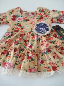 Mustard Pie Girls Knit Yellow Floral Long Sleeve Embellished Dress 18 M NWT - Picture 1 of 2