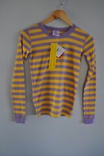 Hanna Andersson Girls size 12 Pajama Top Purple and Yellow Stripe Organic Cotton