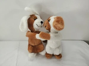 VINTAGE 1976 R DAKIN HUGGING KISSING BROWN PUPPY DOGS STUFFED ANIMAL PLUSH TOY - Picture 1 of 10