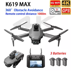 K619MAX Drone GPS 5G WIFI 4K HD Dual Camera 360° Obstacle Avoidance 4.5" Screen - Picture 1 of 23