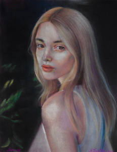 original drawing 30 x 40 cm 73KA Artwork Pastel female portrait realism Signed