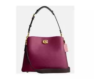 Borsa a tracolla Coach Willow Colorblock in pelle nuova con etichetta - Deep Plum Multi - Foto 1 di 10