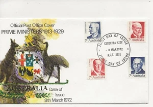 Australia Comm/FDC - Prime Ministers 1913-1929 - Canberra - 1972 (CW31) - Picture 1 of 1