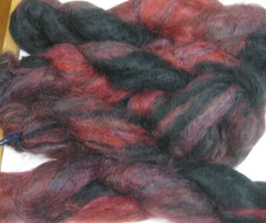CLEARANCE4 x 100gm Luxury Brushed Mohair Hand-dyed Yarn Lipstick Red Smoke Black - Picture 1 of 5