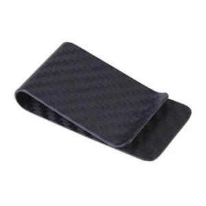 Real Carbon Fiber Money Clip Matte Black Credit Card Holder   Men - Picture 1 of 4