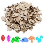  200 Pcs Wooden Forest Animal and Plant Chips Pack Baby Blank Slices